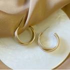 Alloy Layered Open Hoop Earring 925 Silver - 1 Pair - Gold - One Size