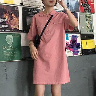 Button Short-sleeve Polo Dress