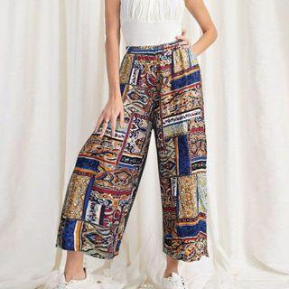 Printed Crop Straight Leg Pants