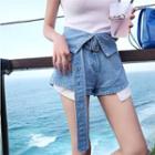 Bow Belt Denim Shorts