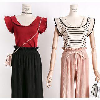 Ruffled-trim Sleeveless Knit Top