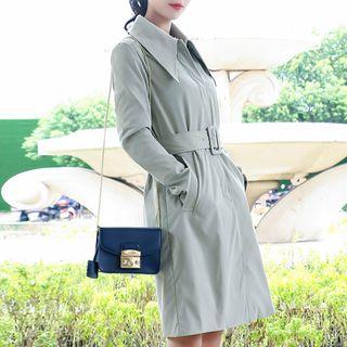 Buckled Plain Trench Coat