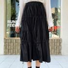 Tie-side Long Tiered Skirt
