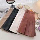 Faux Leather High-waist Pleated Skirt