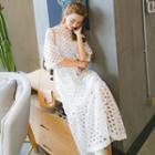 Set: Perforated Maxi A-line Dress + Slipdress