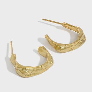 Irregular Sterling Silver Open Hoop Earring