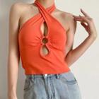Halter O-ring Cutout Cropped Camisole Top