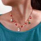 Faux Pearl Alloy Christmas Snowman Pendant Necklace 1 Pc - 8778 - One Size