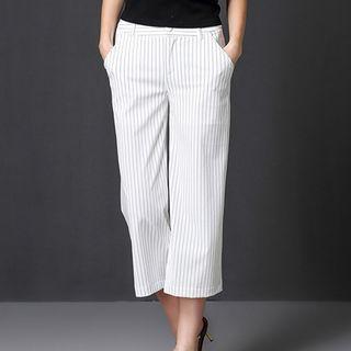 Cropped Wide-leg Striped Pants