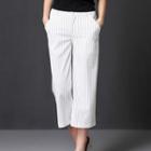 Cropped Wide-leg Striped Pants