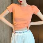 Short-sleeve Cropped T-shirt / High-waist Lettering Harem Pants