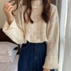 Eyelet Mock-neck Sweater