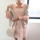 Oversized Mini Shirtdress Light Pink - One Size