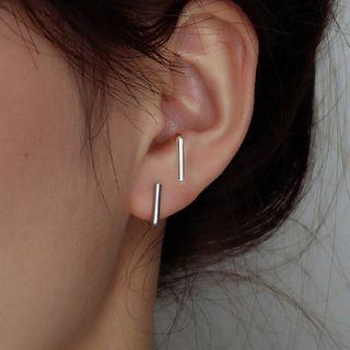 Alloy Bar Earring 1 Pair - With Ear Nuts - Silver - One Size