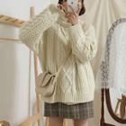 Cable Knit Sweater / Plaid Skirt