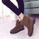 Knit Panel Belted Snow Boots