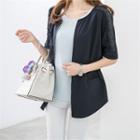 Short-sleeve Drawstring-waist Lace-trim Jacket