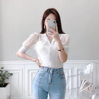 Short-sleeve Laced Cropped Jacket