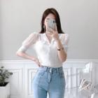Short-sleeve Laced Cropped Jacket