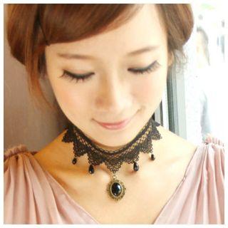 Crystal Dangle Lace Choker