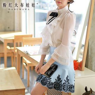 Bow-accent Ruffled Blouse