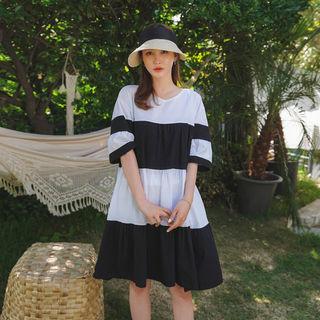 Color-block Tiered Dress