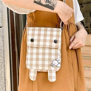 Plaid Canvas Flap Crossbody Bag