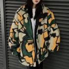 Camouflage Furry Zip Jacket