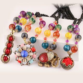 Rhinestone Pendant Bead Necklace (various Designs)