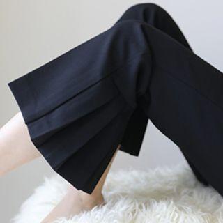 Pleat-hem Fleece-lined Dress Pants
