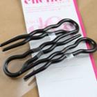 Set Of 3 : Wavy U Shape Hair Stick Set Of 3 - Black - One Size