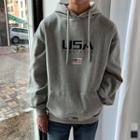 Usa Letter-embroidered Hoodie