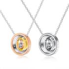 Couple Matching Stainless Steel Rhinestone Pendant Necklace