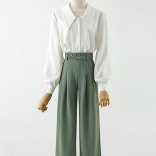 Wide Leg Dress Pants / Plain Blouse