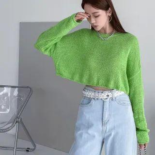 Drop-shoulder Crop Knit Top