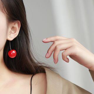 Acrylic Cherry Dangle Earring 1 Pair - Gold & Red - One Size