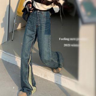 Color Panel High-waist Jeans