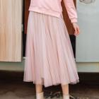 Glitter Mesh Midi A-line Skirt