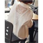 Lace Back Long-sleeve Blouse