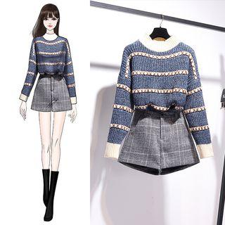 Printed Sweater / Plaid Shorts / Set