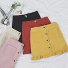 Plain Frill Hem A-line Skirt