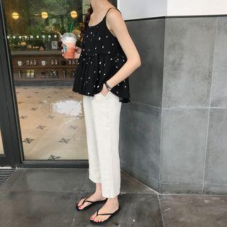 Spaghetti Strap Dotted Top + Cropped Pants