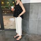 Spaghetti Strap Dotted Top + Cropped Pants