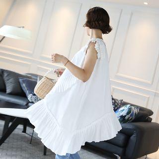 Pleated-detail Asymmetric-hem Top