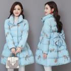 Floral Stand Collar Padded Coat