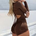 Cut-out Long-sleeve Playsuit