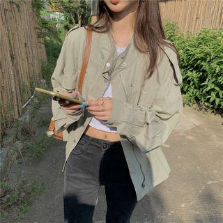 Zipped Cargo Jacket As Shown In Figure - One Size
