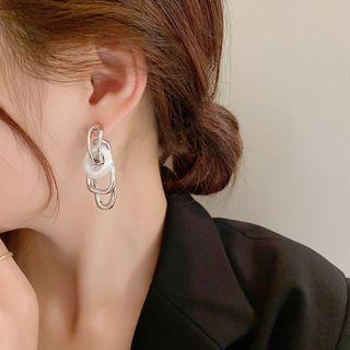 Interlocking Hoop Drop Earring 1 Pair - Silver - One Size