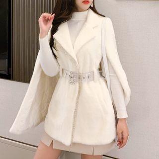 Set: Fleece Cape Coat + Belt