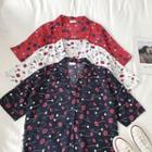 Floral Single-breasted Short-sleeve Blouse